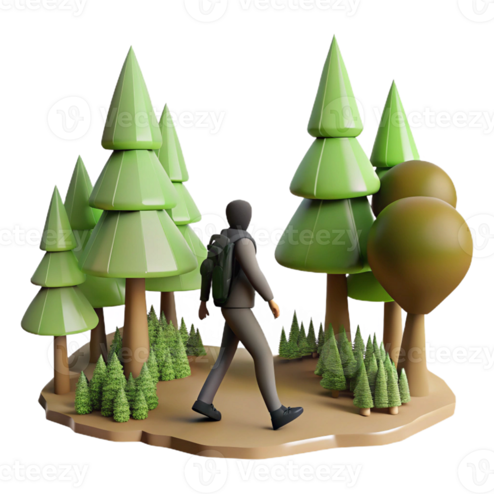 vibrant creative Silhouette of Person Walking in Forest Cutout Element original png
