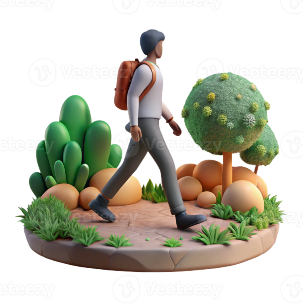 wonderful modern Silhouette of Person Walking in Forest Cutout Element premium png