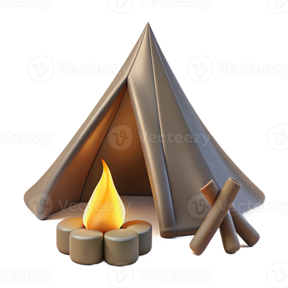 wonderful abstract Silhouette of Tent and Campfire Isolated premium png