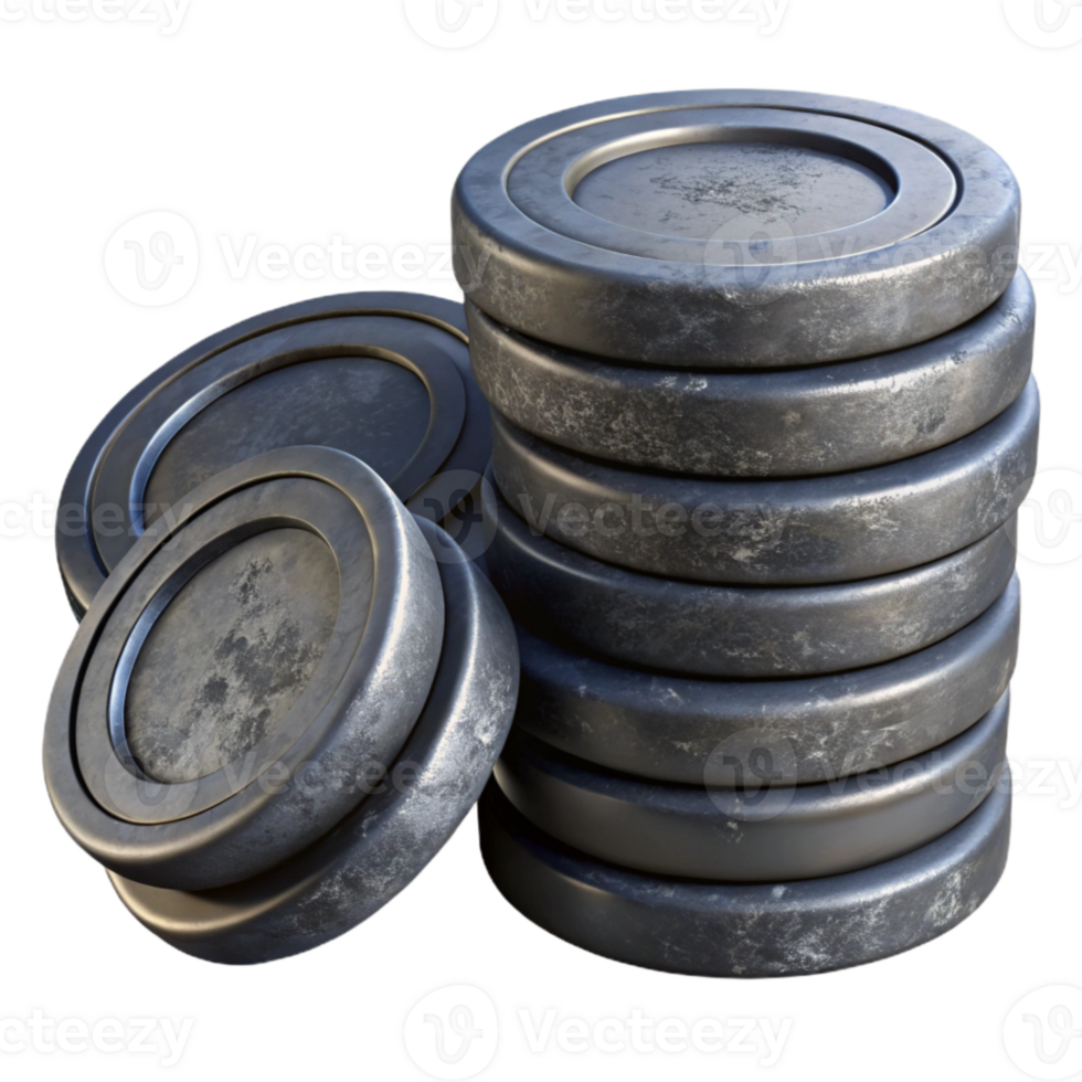 vibrant vintage Silhouette of Stack of Coins Isolated professional png
