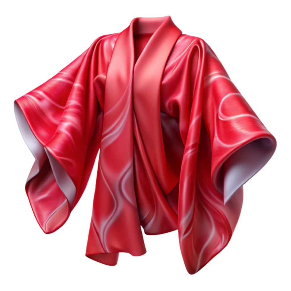 magnificent modern Silk Kimono Flowing Red Fabric Transparent Background authentic png