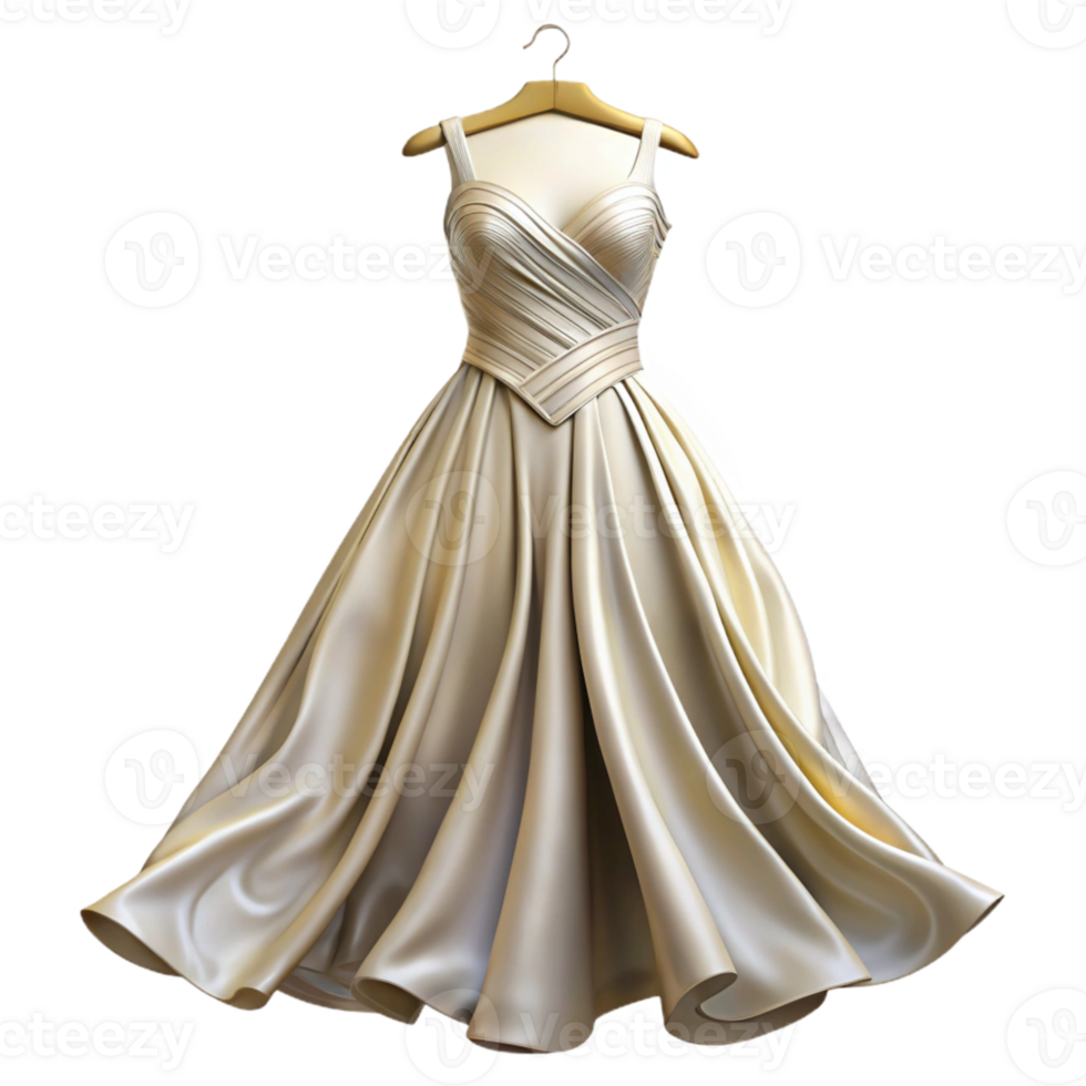 serene artistic Silk Wedding Dress Draped on Hanger Isolated premium png