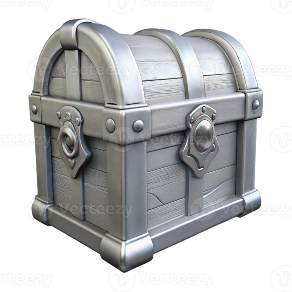 vibrant vintage Silver Chest Front View Isolated high quality png