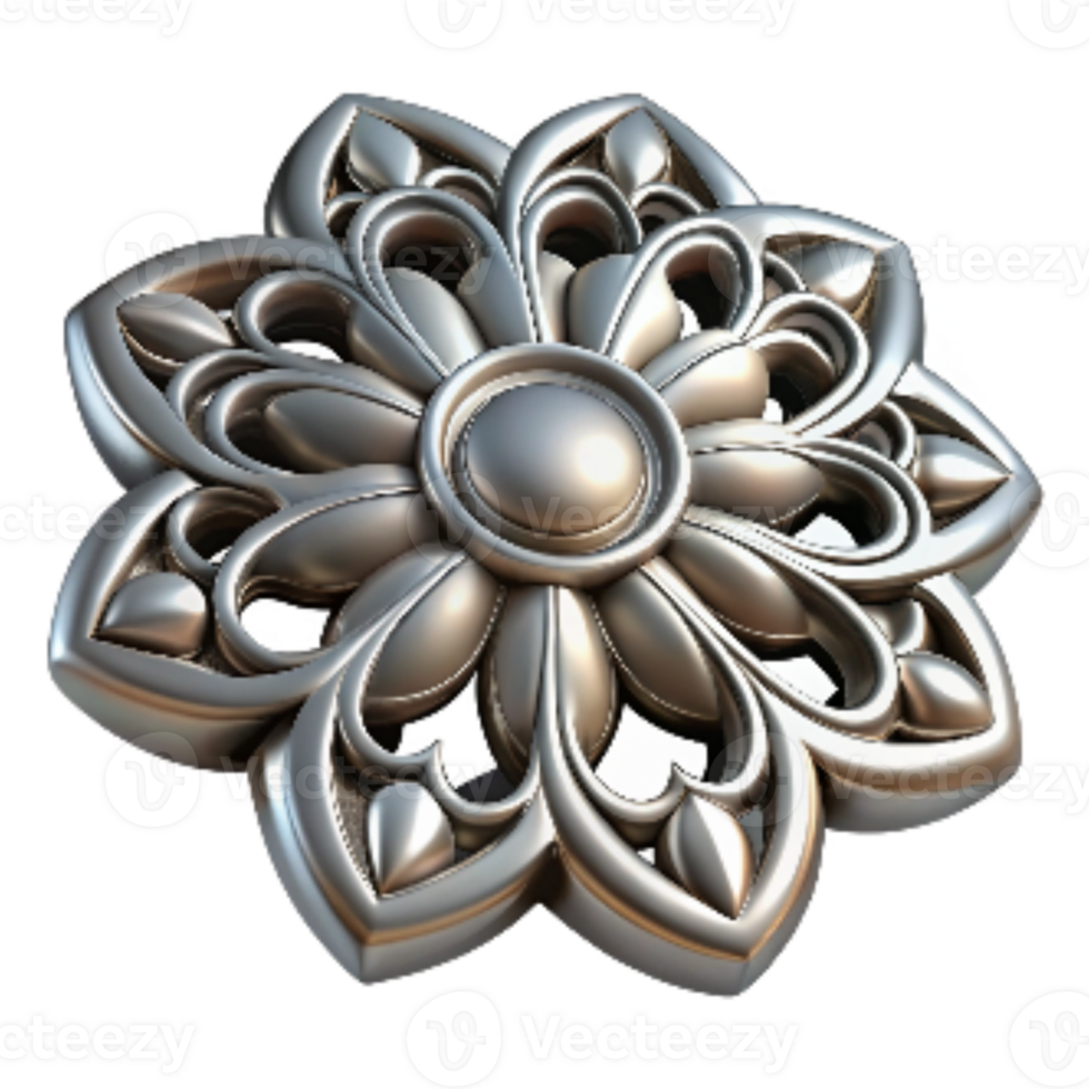 beautiful contemporary Silver Brooch with Floral Motif Cutout high resolution png