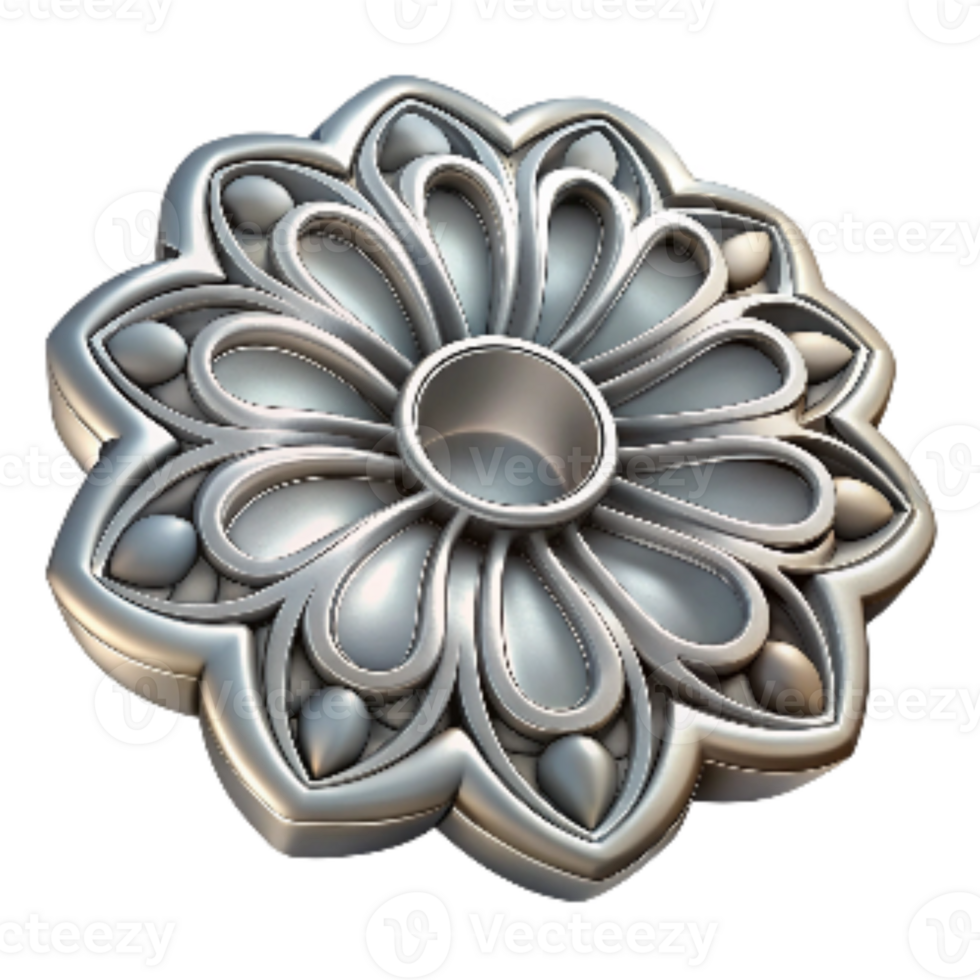 elegant abstract Silver Brooch with Floral Motif Cutout professional png