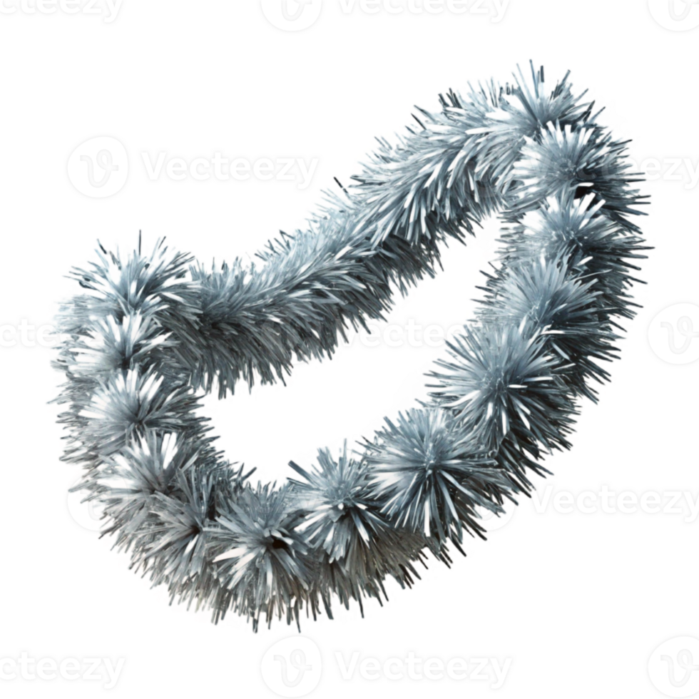 beautiful creative Silver Christmas Garland with Tinsel Transparent Background Isolated premium png