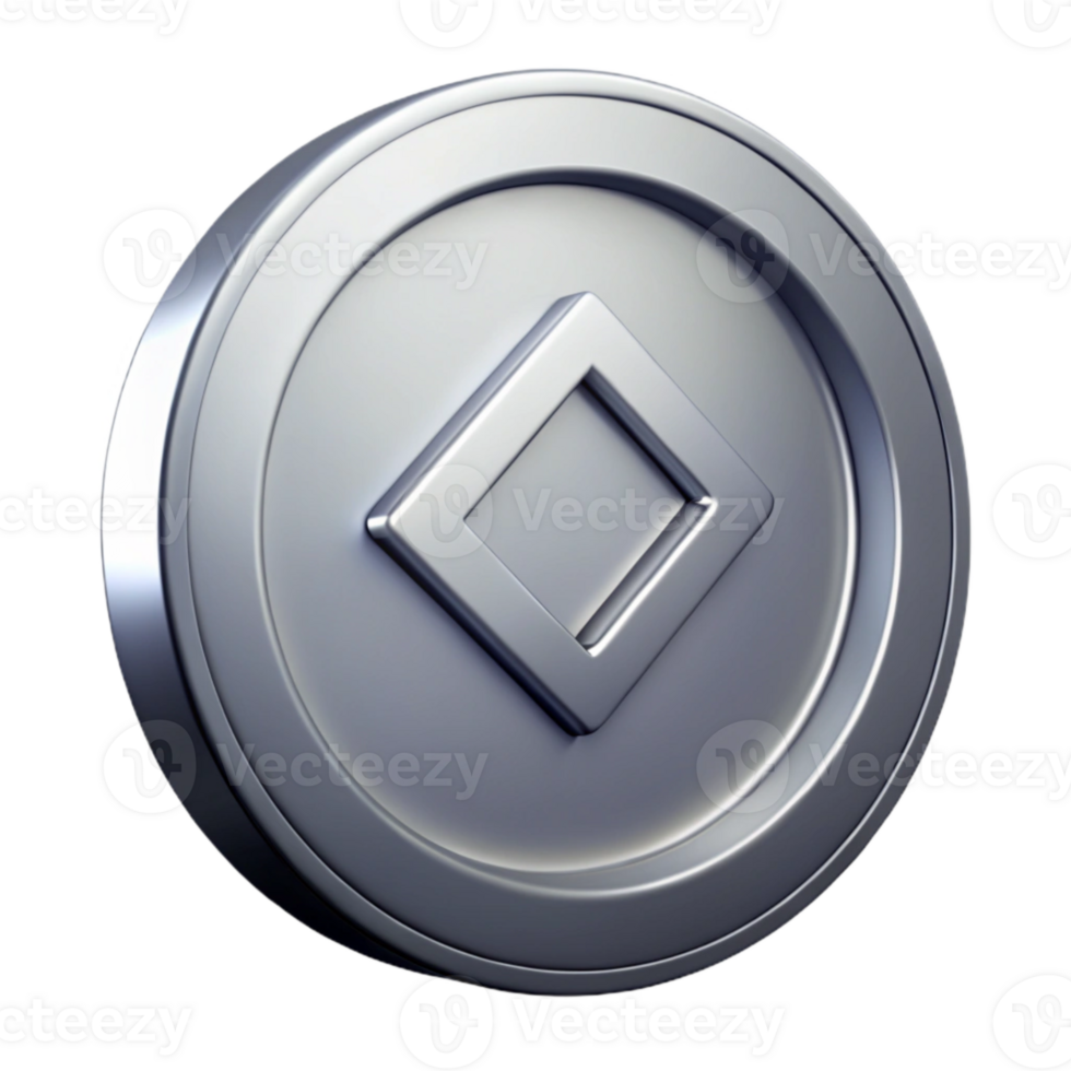 beautiful artistic Silver Coin Icon Isolated on Transparent Background premium png