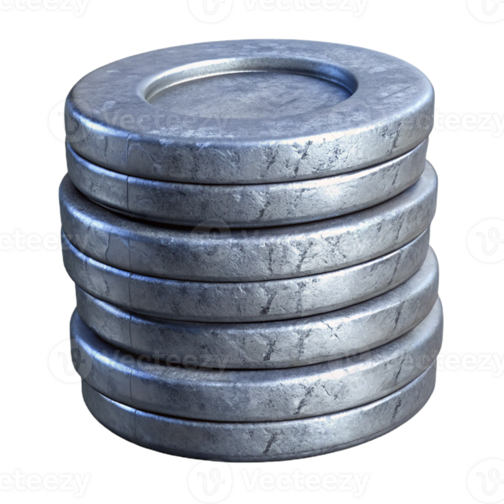 magnificent artistic Silver Coin Stack Side View Cutout high quality png
