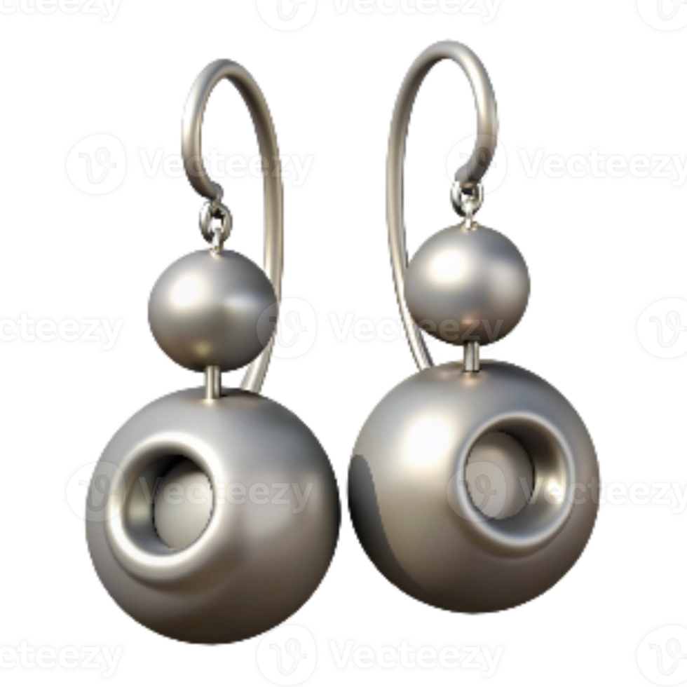 vibrant contemporary Silver Earrings with Dangle Design Cutout premium png