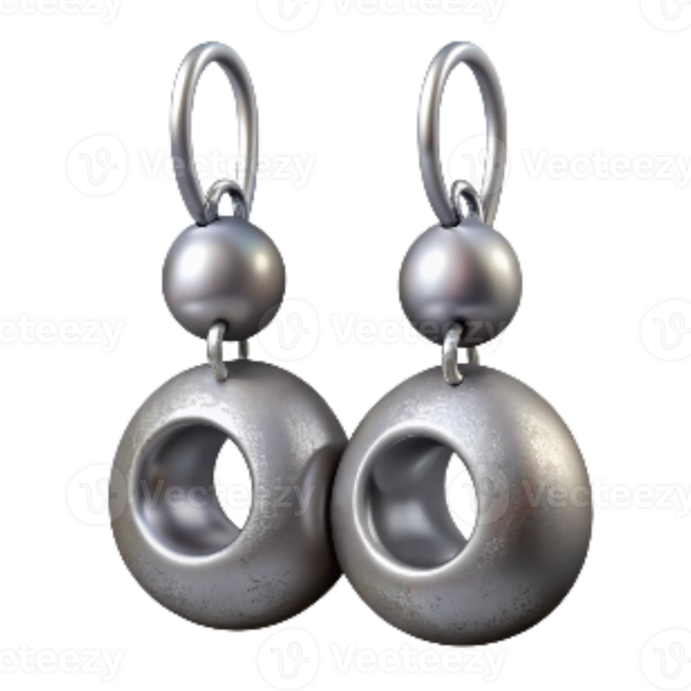 serene classic Silver Earrings with Dangle Design Cutout premium png