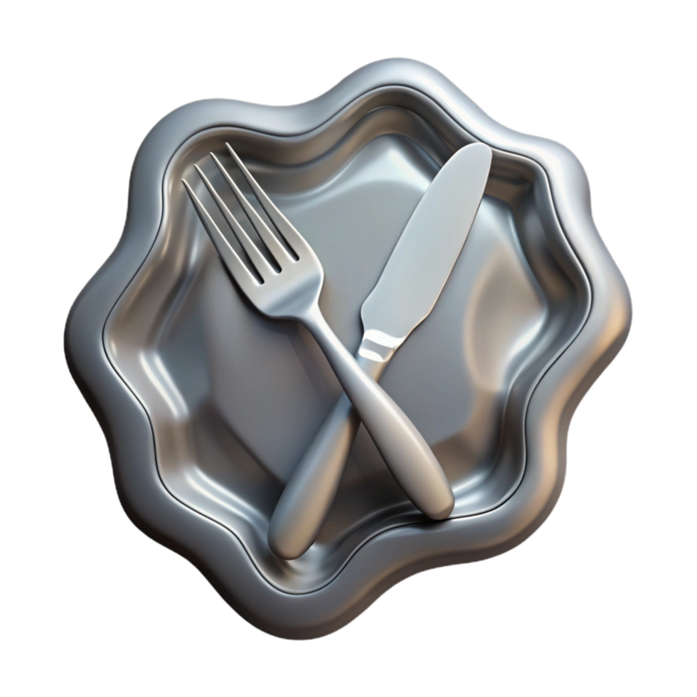 beautiful vintage Silver Fork and Knife Cutout Transparent Background authentic png
