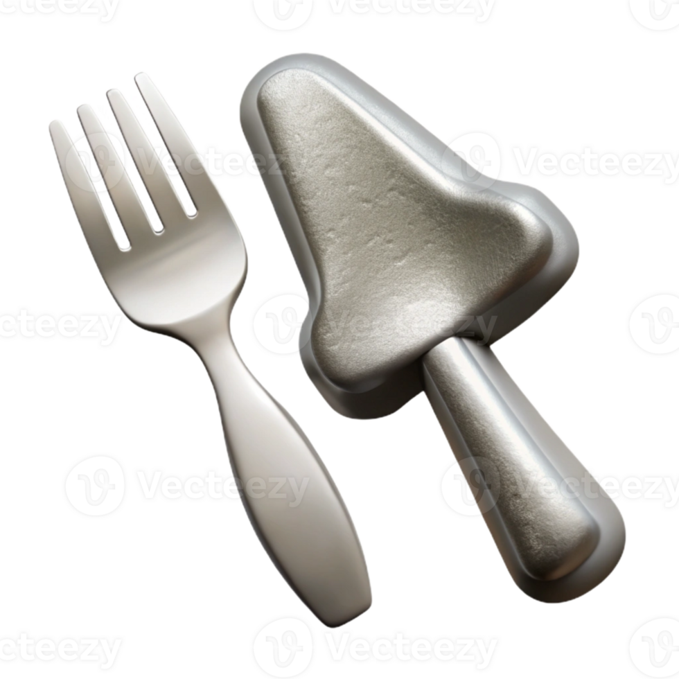elegant abstract Silver Fork and Knife Cutout Transparent Background high resolution png