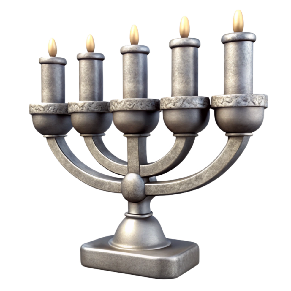 vibrant traditional Silver Hanukkah Candles Menorah Cutout professional png