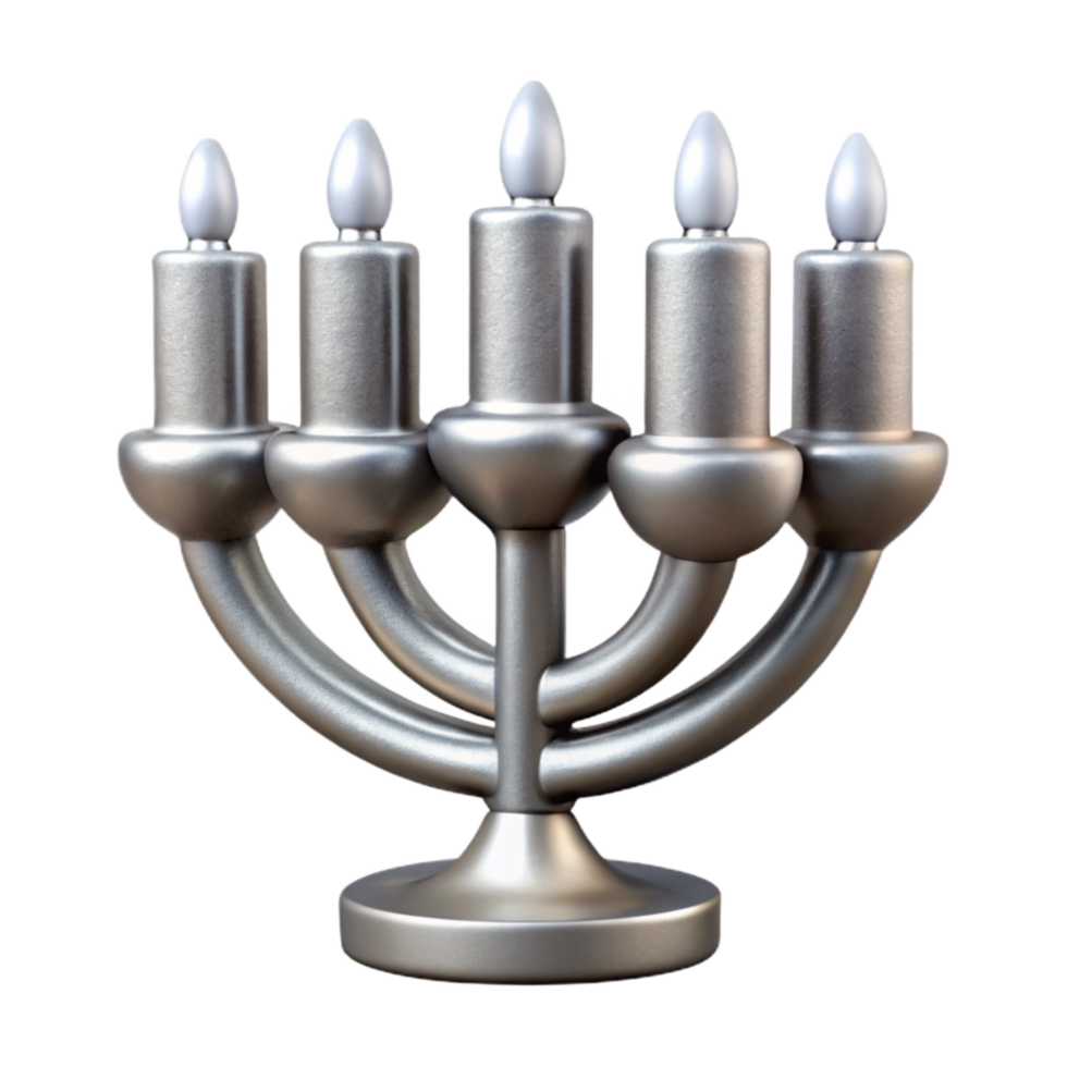 dramatic classic Silver Hanukkah Candles Isolated on Transparent Background professional png