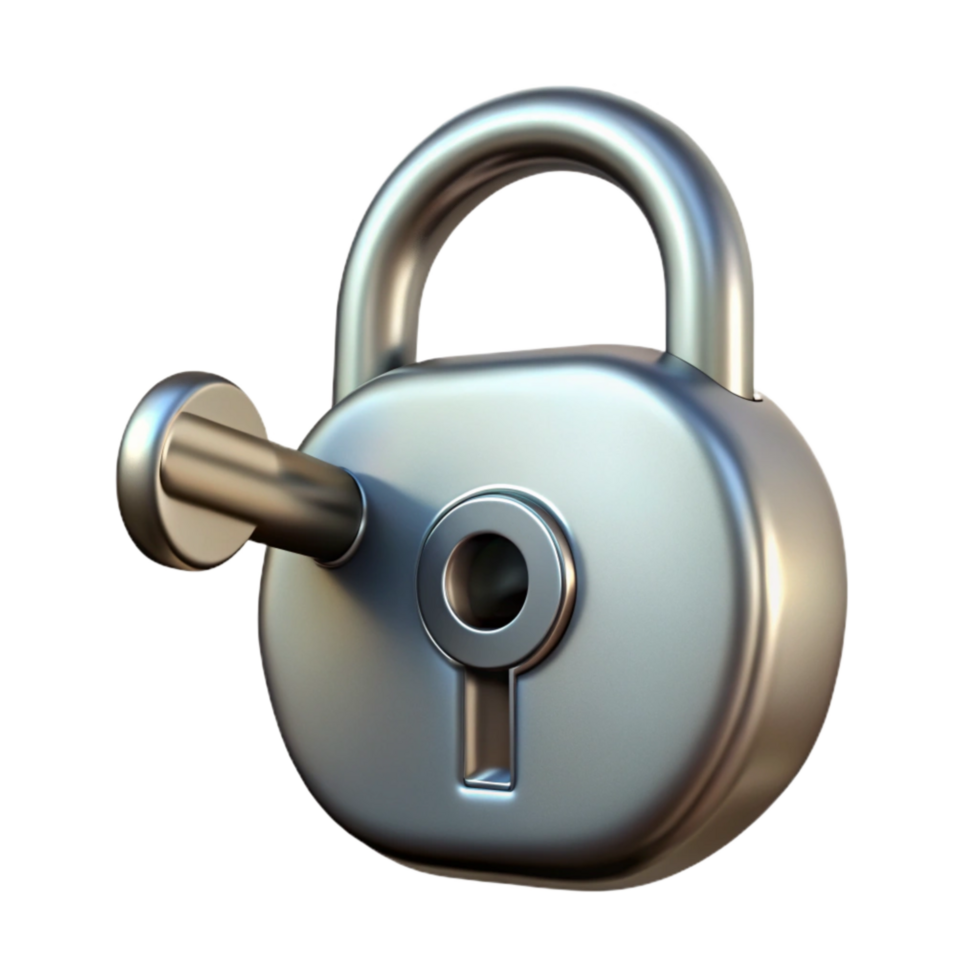 wonderful rustic Silver Key in Lock Isolated Element original png