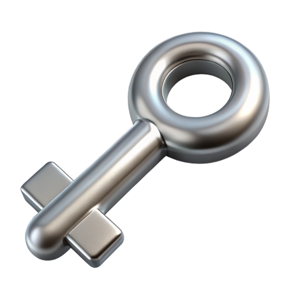 vibrant rustic Silver Key Icon Isolated on Transparent Background authentic png