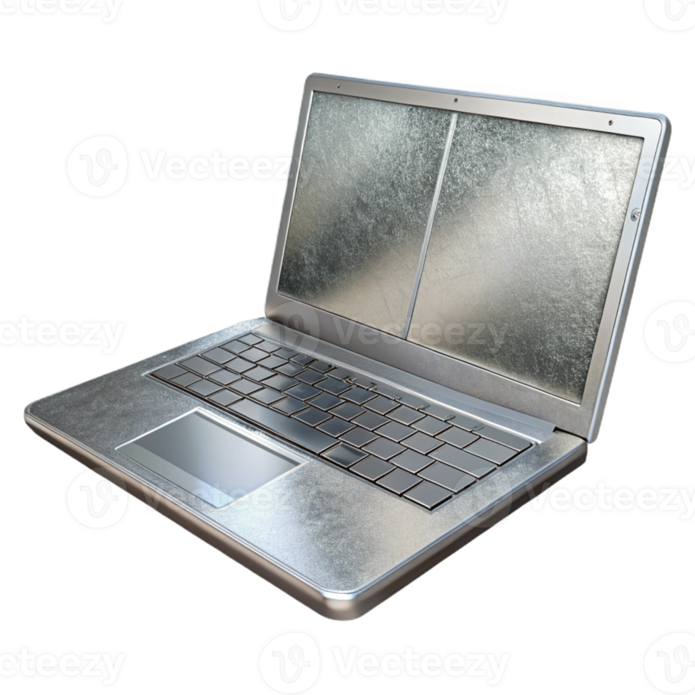 beautiful modern Silver Laptop Front View Isolated with Realistic Reflections authentic png