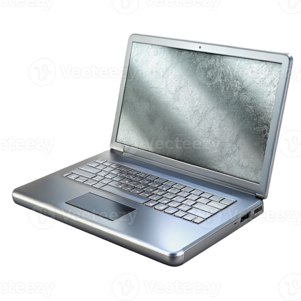 stunning modern Silver Laptop Front View Isolated with Realistic Reflections high quality png