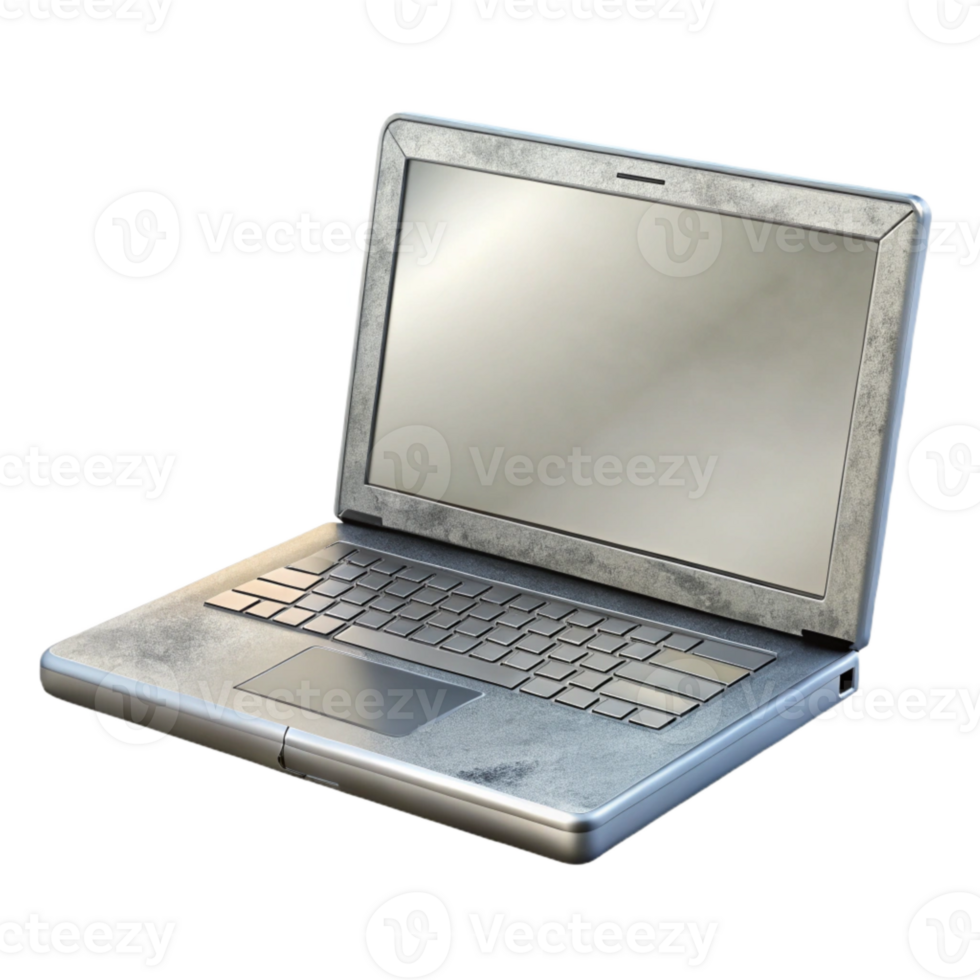 vibrant creative Silver Laptop with Blank Screen Isolated on Transparent Background professional png