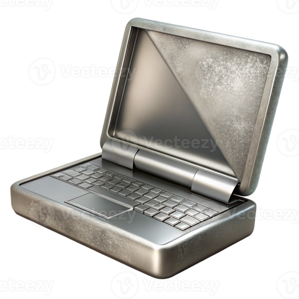 dramatic creative Silver Laptop with Open Screen Isolated Element high quality png
