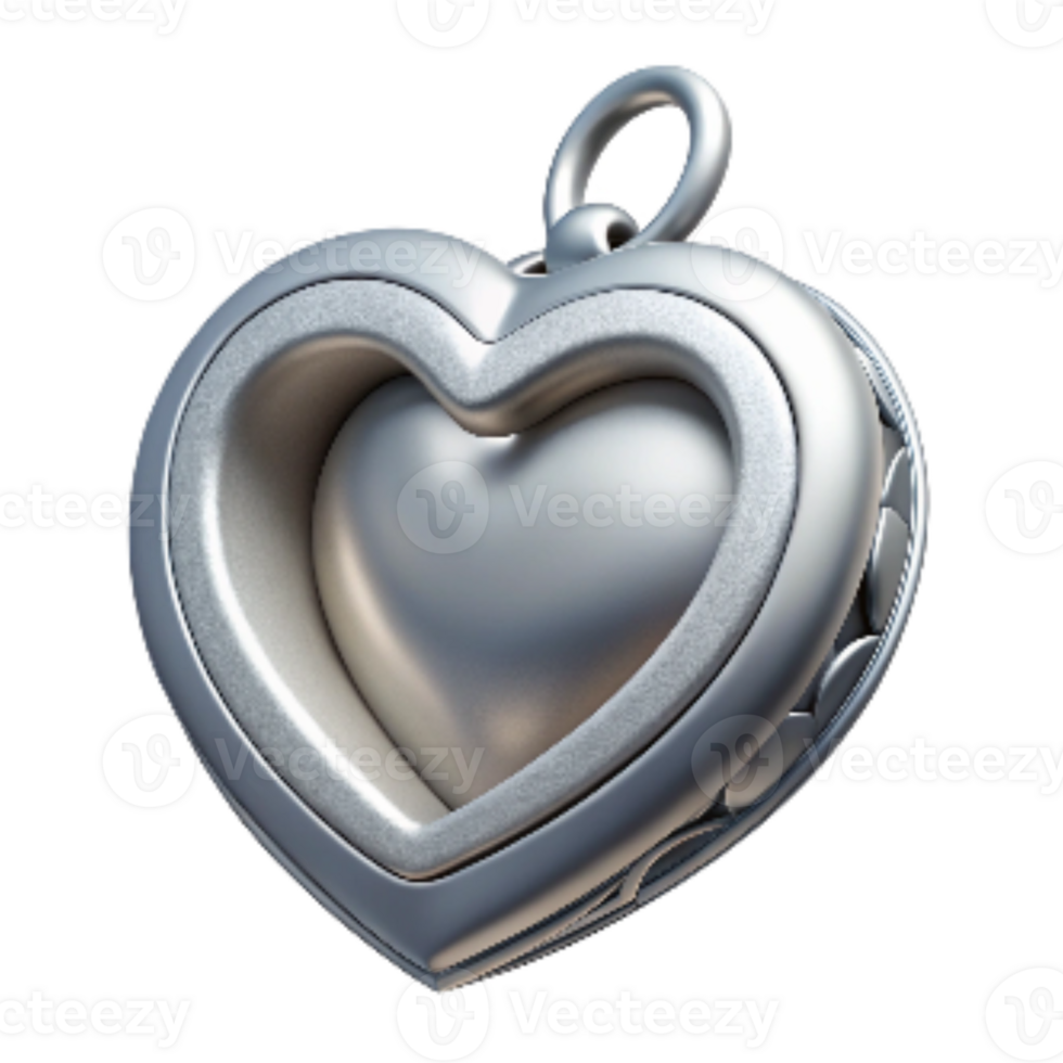 dramatic abstract Silver Locket with Heart Shape Element high quality png