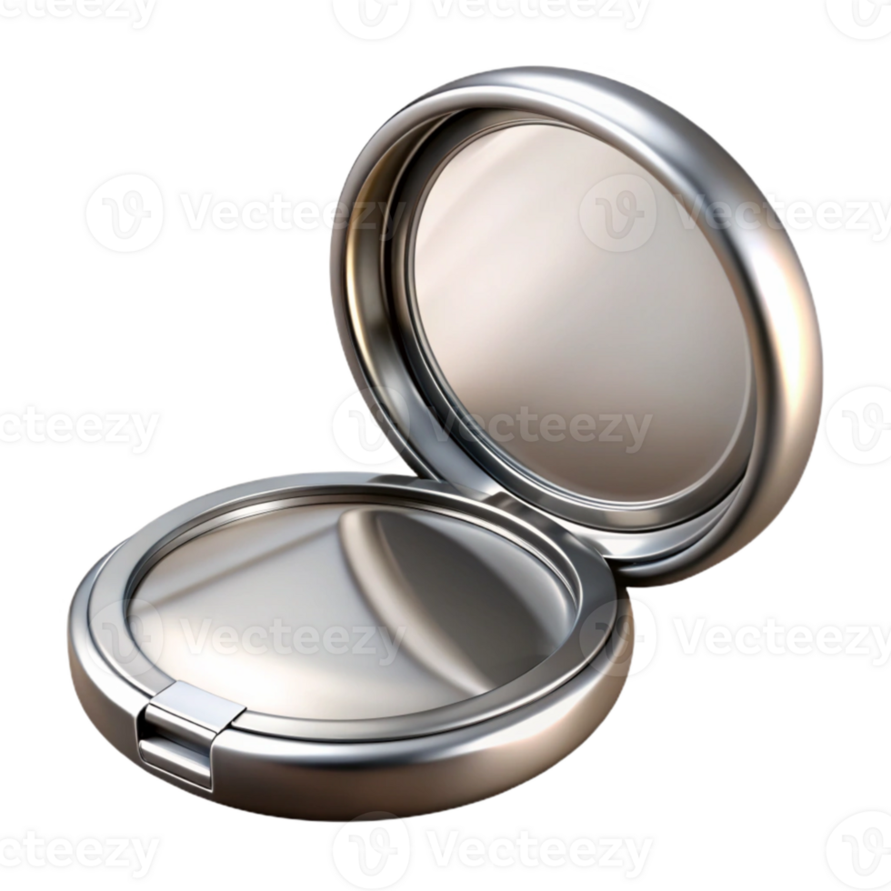 wonderful artistic Silver Makeup Mirror Compact Isolated on Transparent Background genuine png