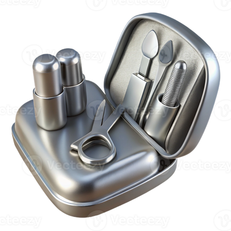 magnificent classic Silver Manicure Set Isolated on Transparent premium png