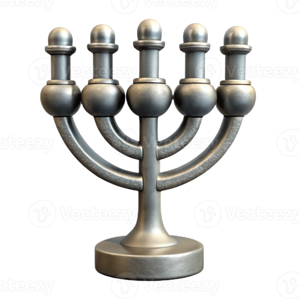 elegant rustic Silver Menorah Nine Branches Isolated Element exclusive png