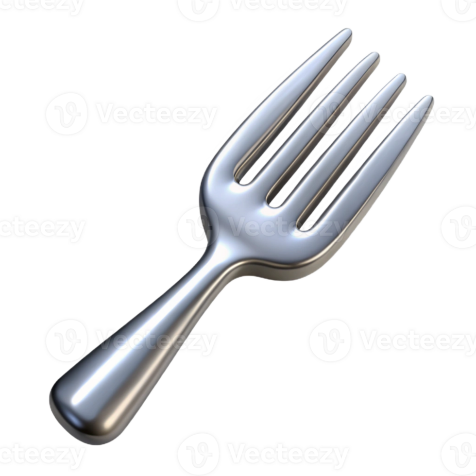 dramatic creative Silver Metal Fork Isolated on Transparent Background original png