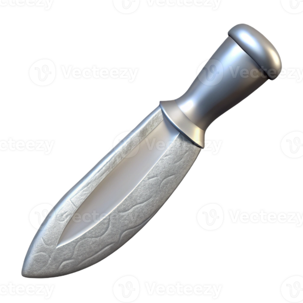 elegant vintage Silver Metal Knife Isolated on Transparent Background authentic png