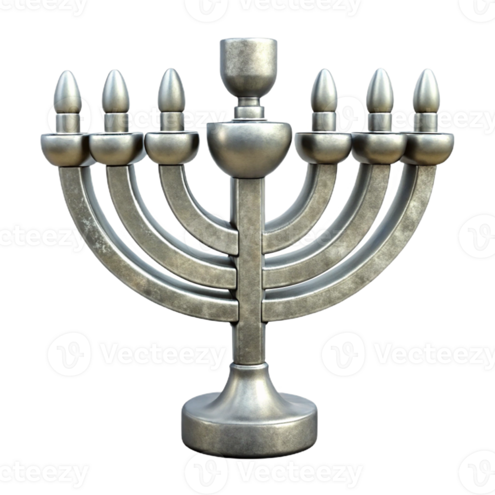 stunning abstract Silver Menorah Nine Branches Isolated Element professional png