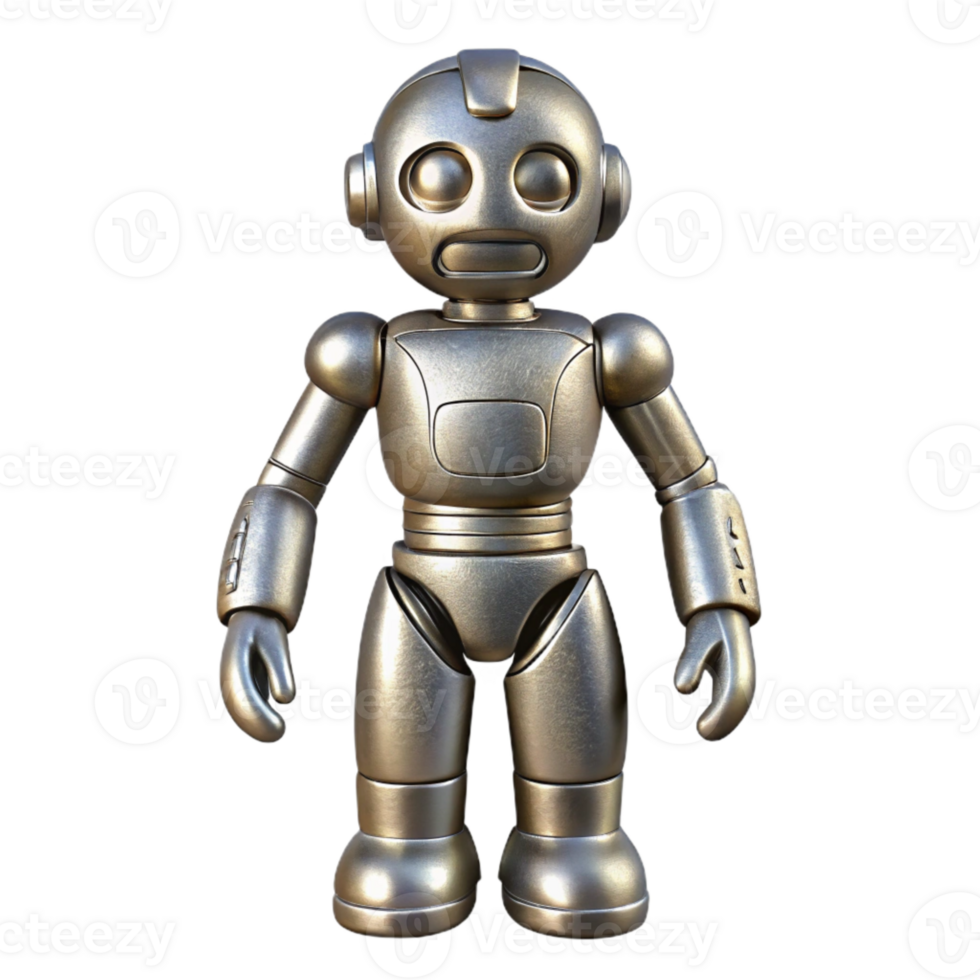 dramatic rustic Silver Metallic Robot Body Cutout detailed png