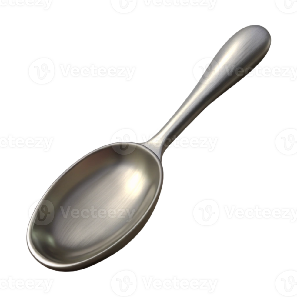 extraordinary minimalist Silver Metal Spoon Isolated on Transparent Background detailed png