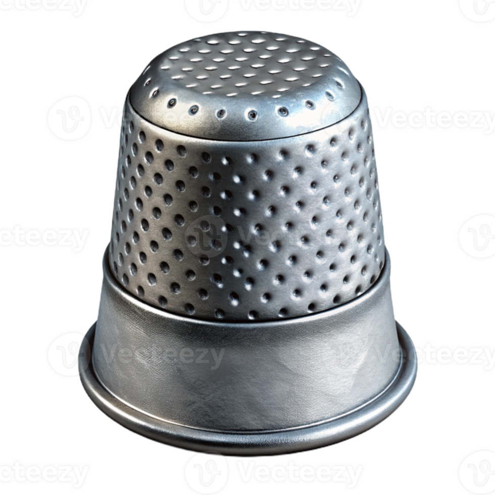 impressive minimalist Silver Metal Thimble Isolated Transparent Background professional png