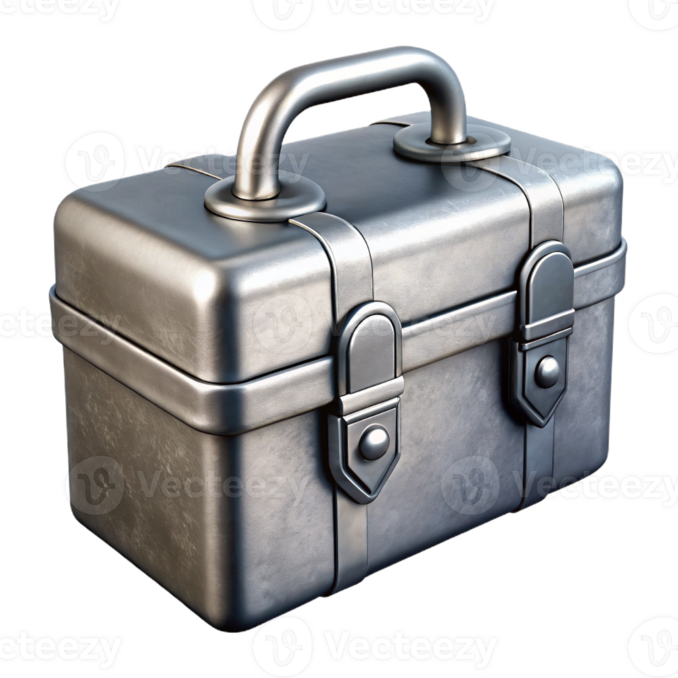 dramatic contemporary Silver Metal Toolbox with Handle Isolated exclusive png