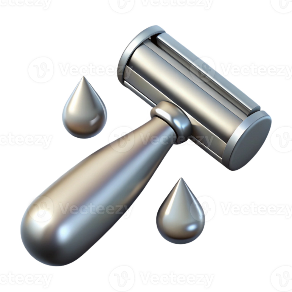 impressive classic Silver Razor with Water Drops Isolated Cutout detailed png