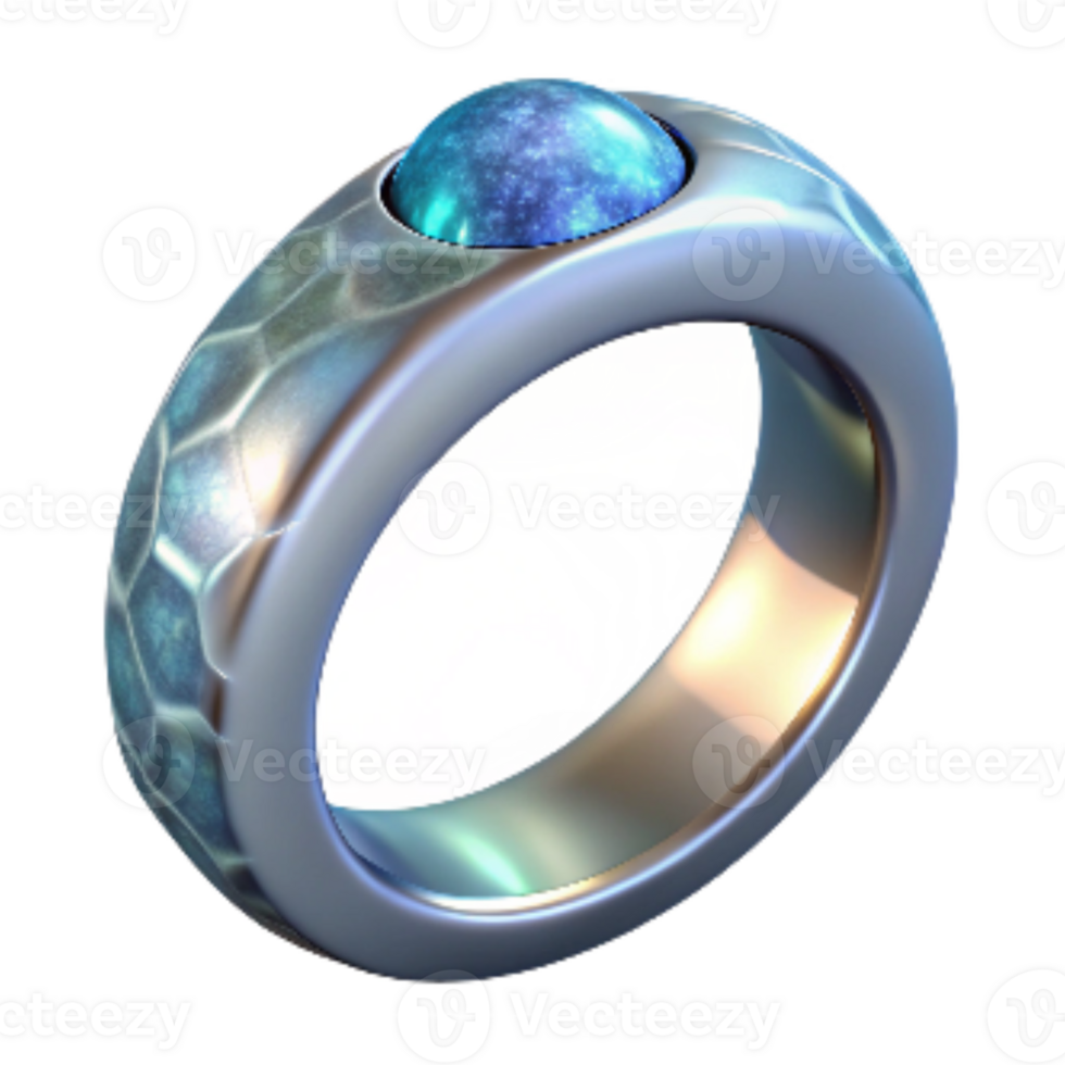 serene abstract Silver Ring with Gemstone Setting Cutout high resolution png