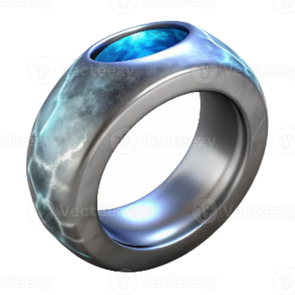 beautiful abstract Silver Ring with Gemstone Setting Cutout original png