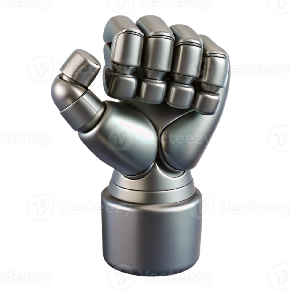 magnificent rustic Silver Robotic Arm Closed Fist Isolated Element original png