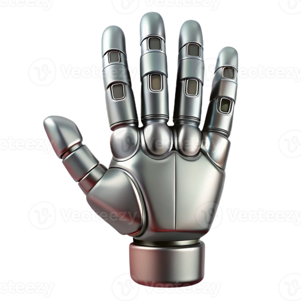 magnificent vintage Silver Robotic Hand Open Palm Isolated genuine png