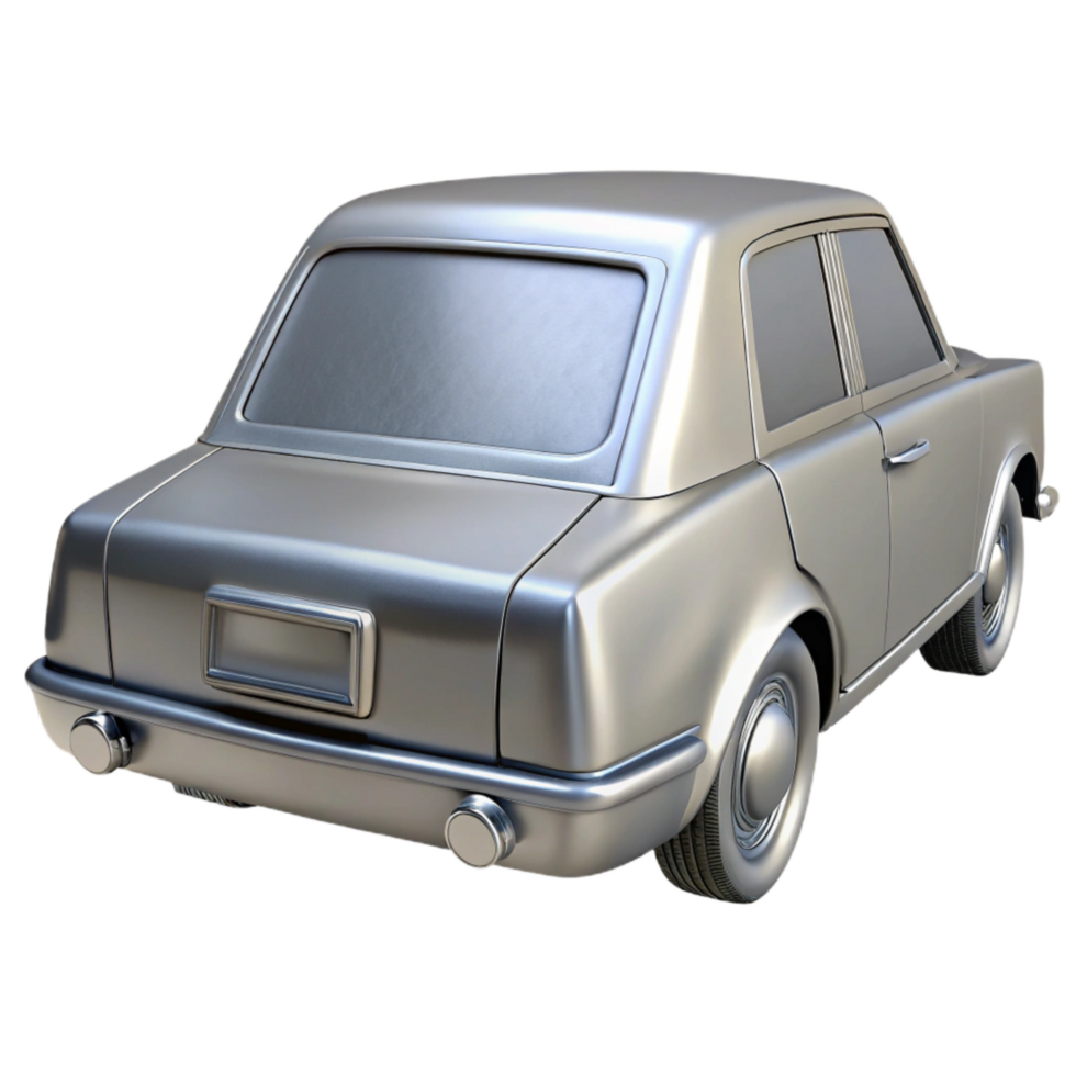 vibrant contemporary Silver Sedan Rear View Isolated Element detailed png