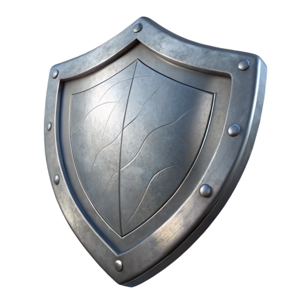 serene modern Silver Shield Angled View Isolated high quality png