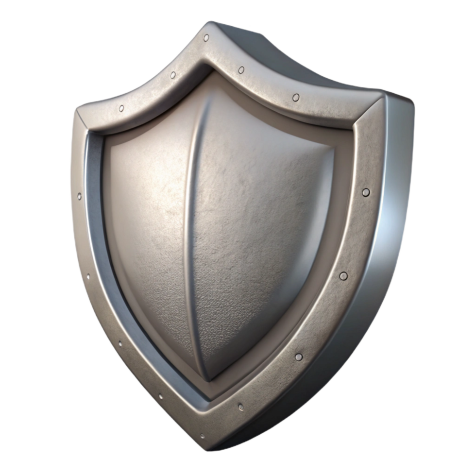 elegant vintage Silver Shield Front View Isolated professional png