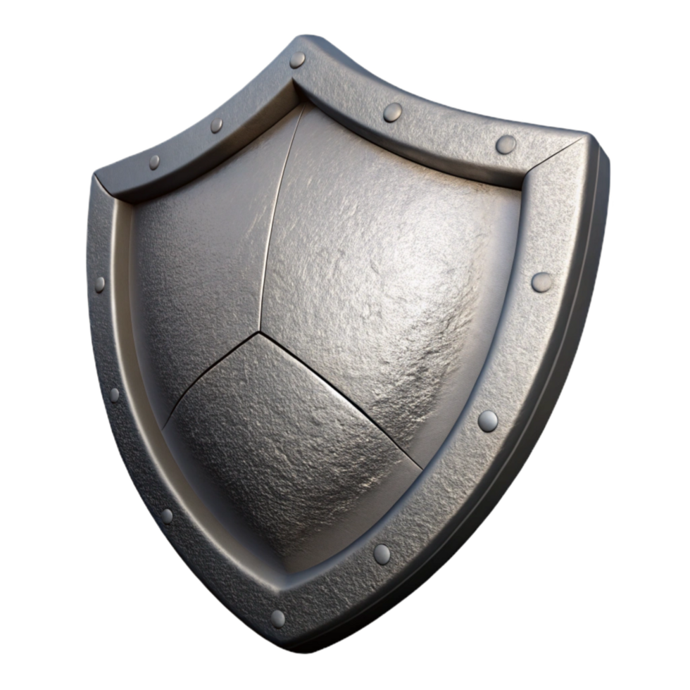 elegant minimalist Silver Shield Angled View Isolated authentic png