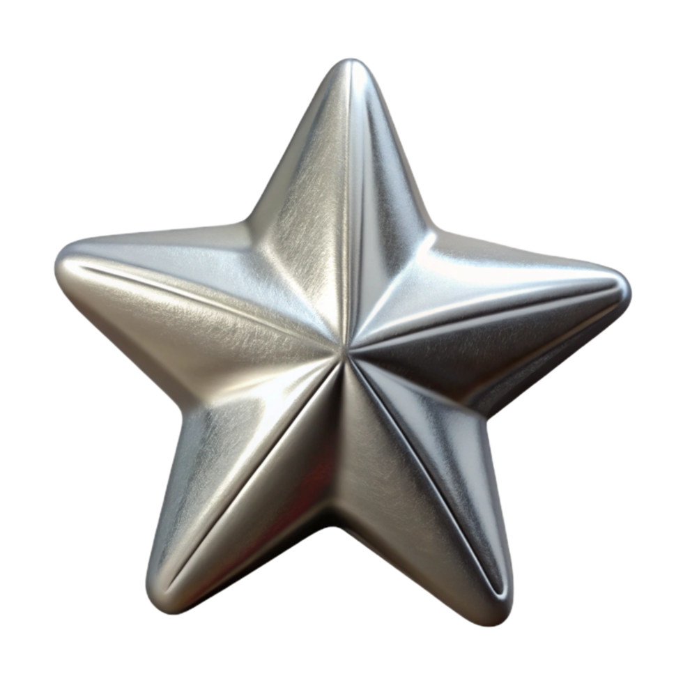 beautiful classic Silver Star Ornament Isolated Transparent Background genuine png