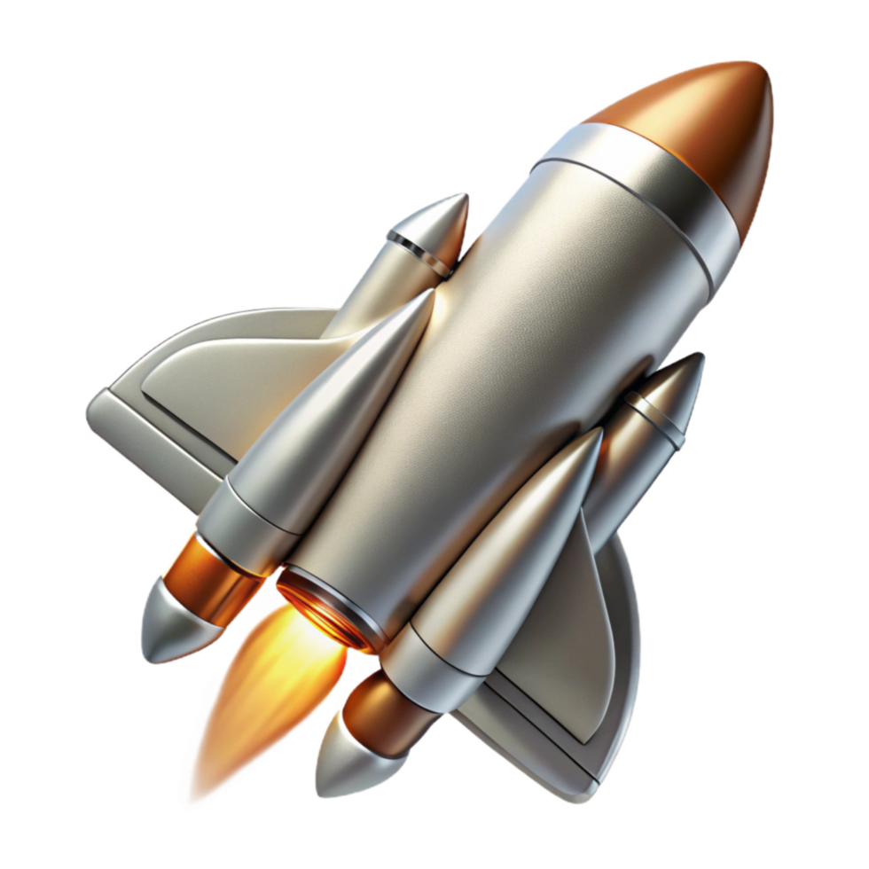 vibrant artistic Silver Space Shuttle Launching Into Space Cutout authentic png