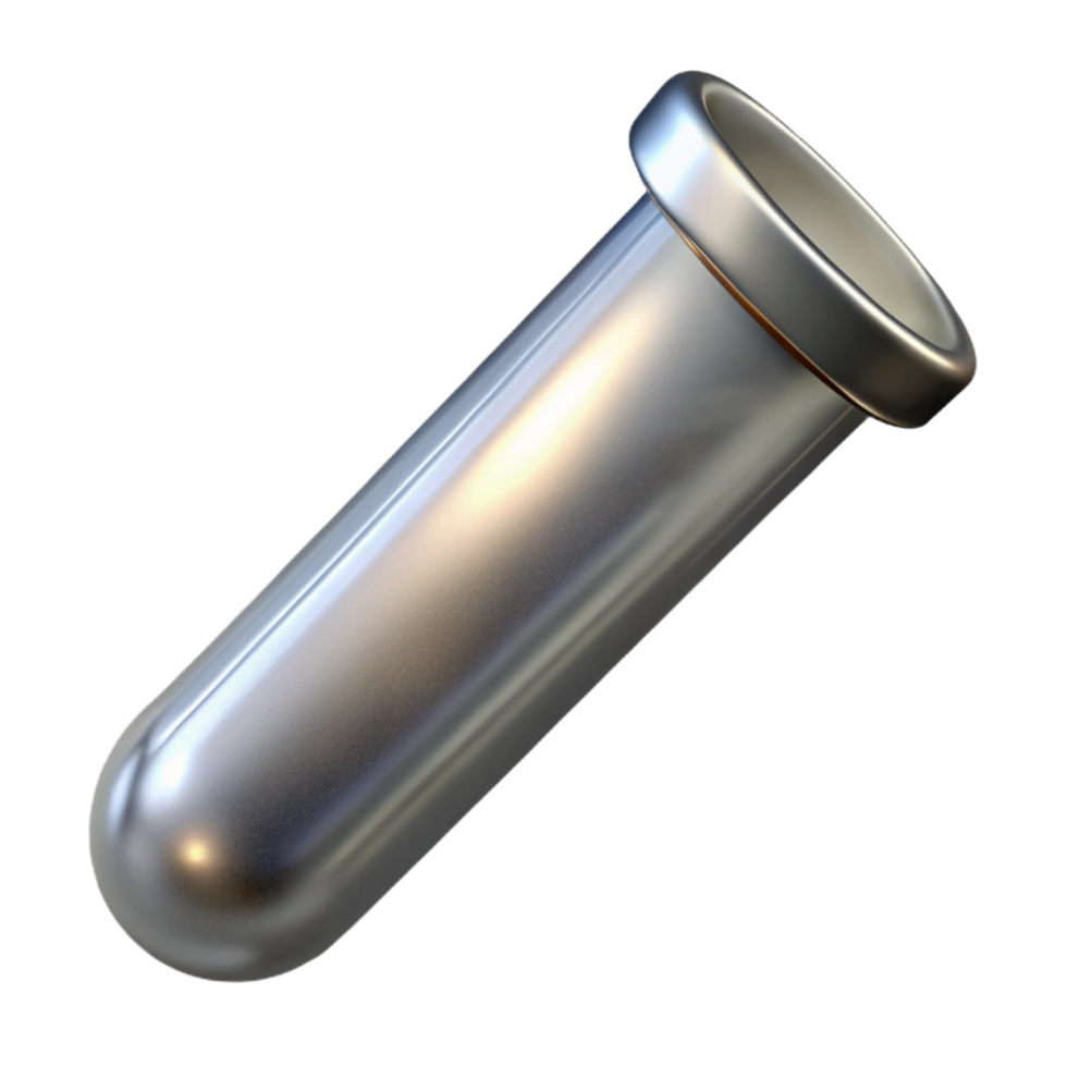 impressive classic Silver Test Tube Close Up with Transparent Background detailed png