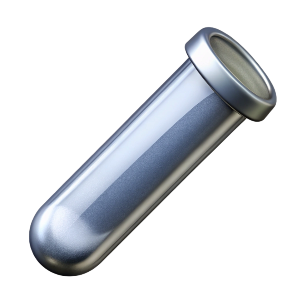 magnificent contemporary Silver Test Tube Close Up with Transparent Background premium png
