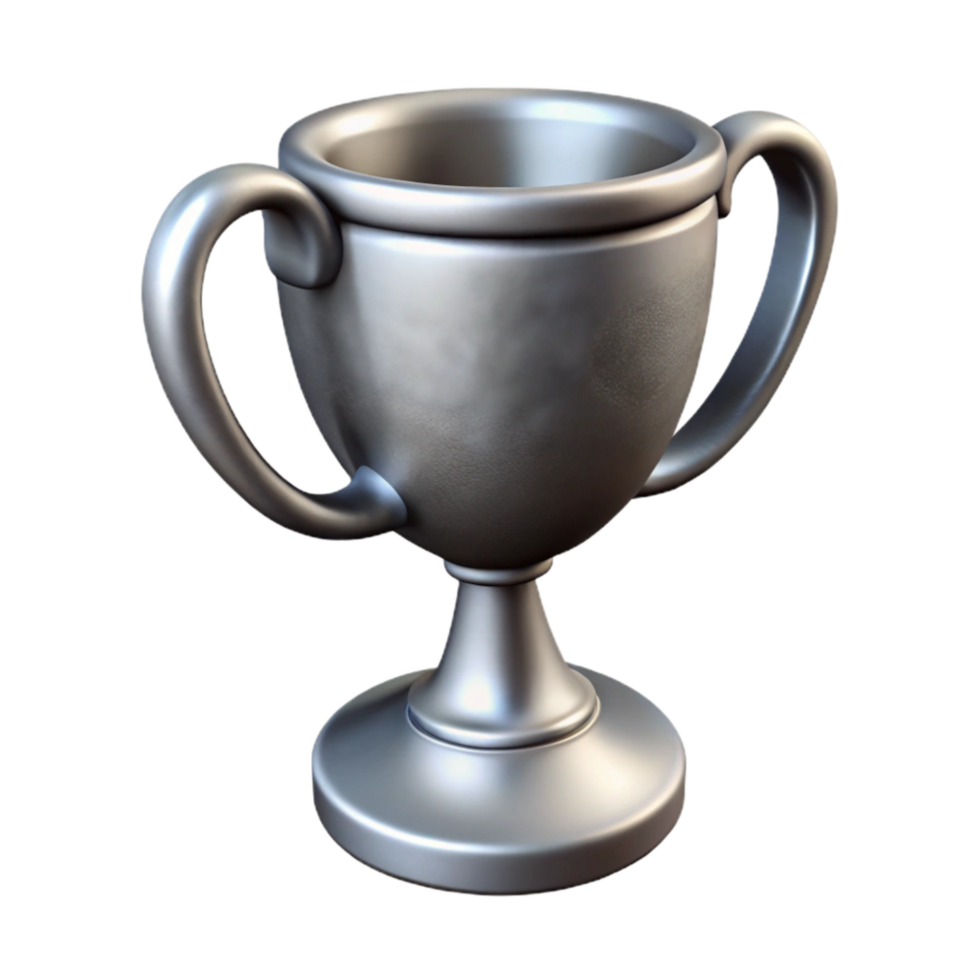 dramatic contemporary Silver Trophy Cup with Handles Isolated Element professional png