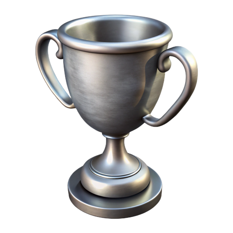 elegant creative Silver Trophy Cup with Handles Isolated Element high resolution png